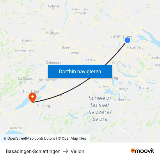 Basadingen-Schlattingen to Vallon map