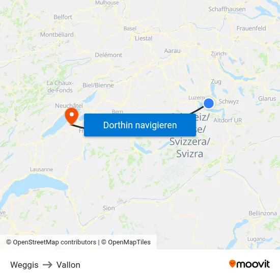 Weggis to Vallon map