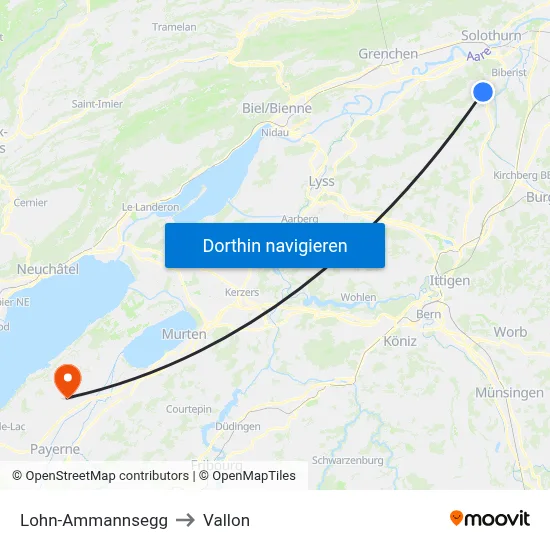 Lohn-Ammannsegg to Vallon map