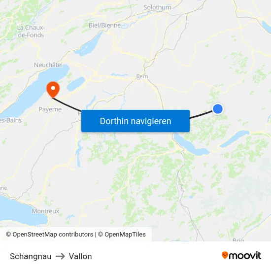 Schangnau to Vallon map