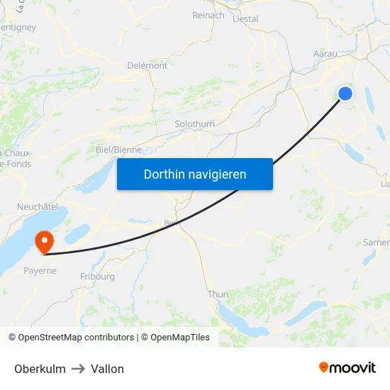 Oberkulm to Vallon map