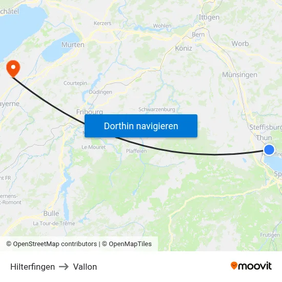 Hilterfingen to Vallon map