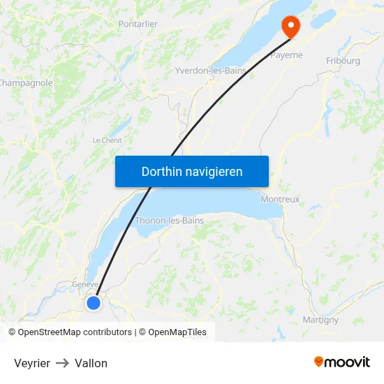 Veyrier to Vallon map