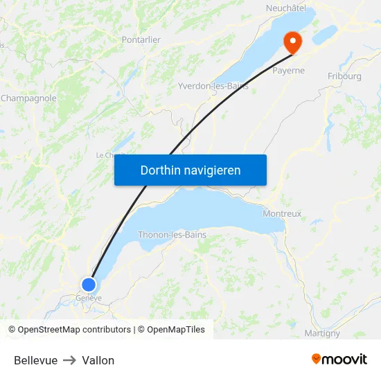 Bellevue to Vallon map
