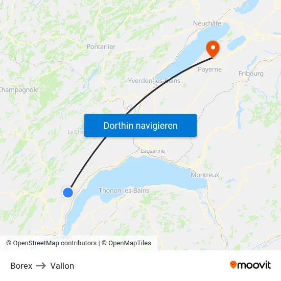 Borex to Vallon map