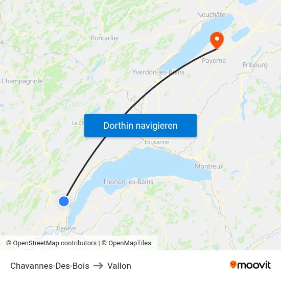 Chavannes-Des-Bois to Vallon map