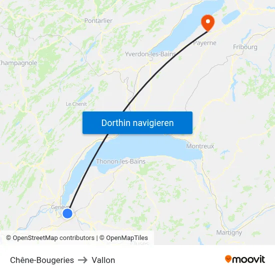 Chêne-Bougeries to Vallon map