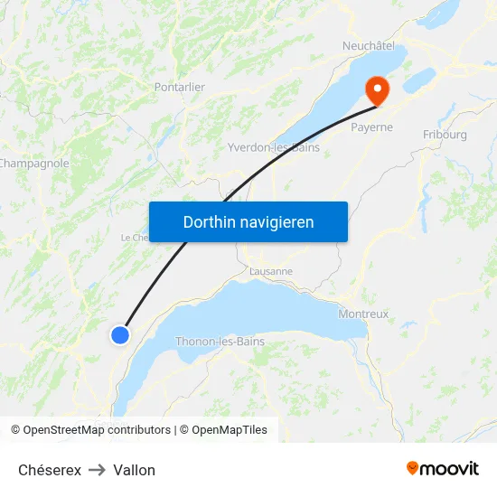 Chéserex to Vallon map