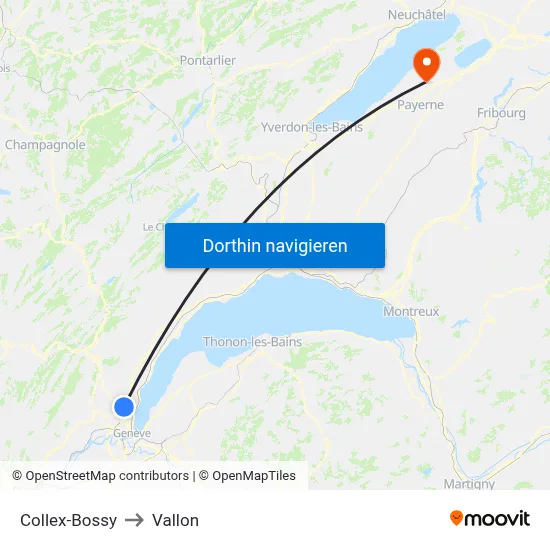 Collex-Bossy to Vallon map