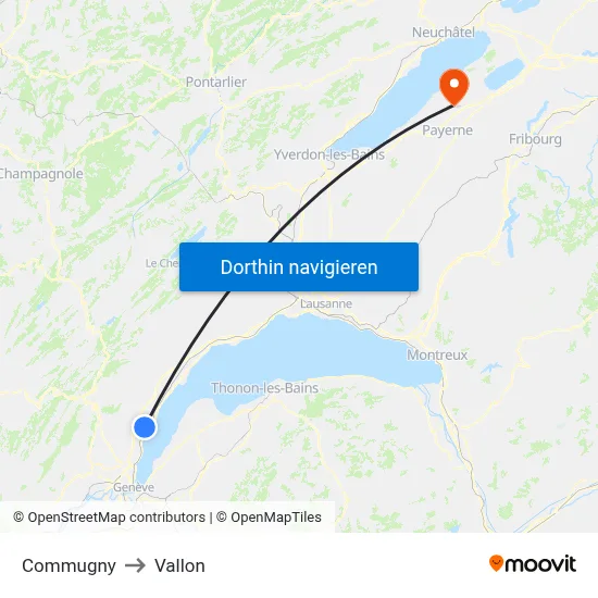 Commugny to Vallon map