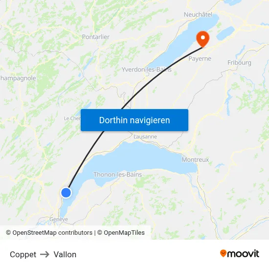 Coppet to Vallon map