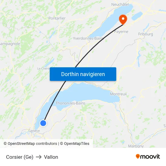 Corsier (Ge) to Vallon map