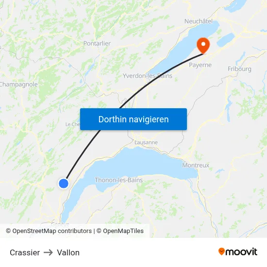 Crassier to Vallon map