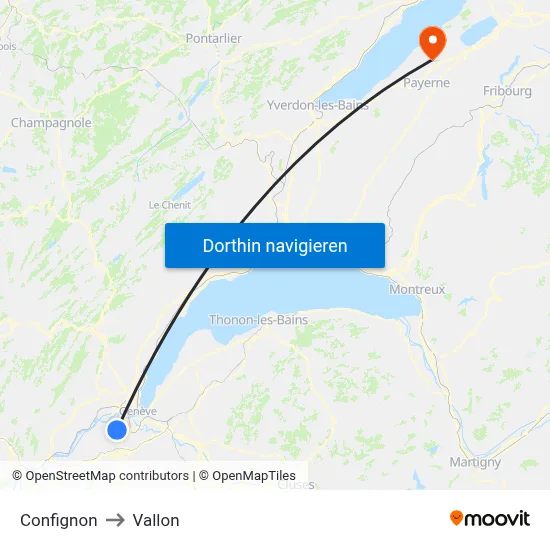 Confignon to Vallon map