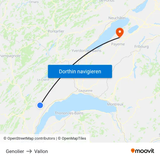 Genolier to Vallon map