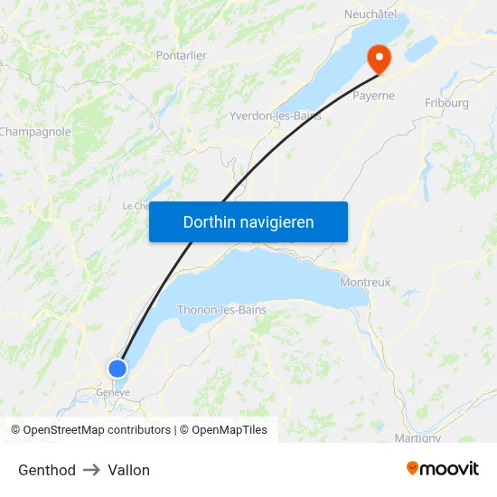 Genthod to Vallon map