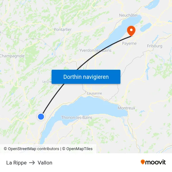 La Rippe to Vallon map