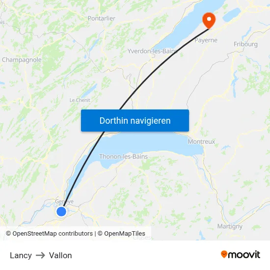 Lancy to Vallon map