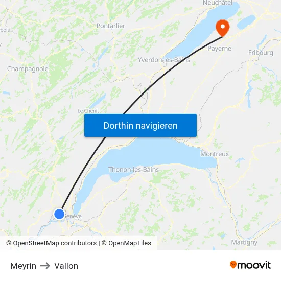 Meyrin to Vallon map