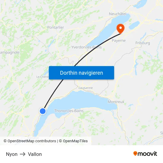 Nyon to Vallon map