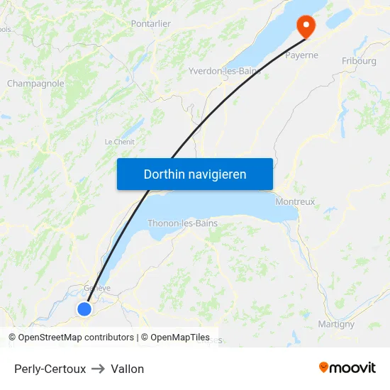 Perly-Certoux to Vallon map