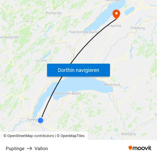 Puplinge to Vallon map
