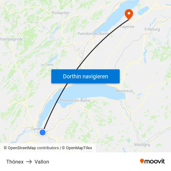 Thônex to Vallon map