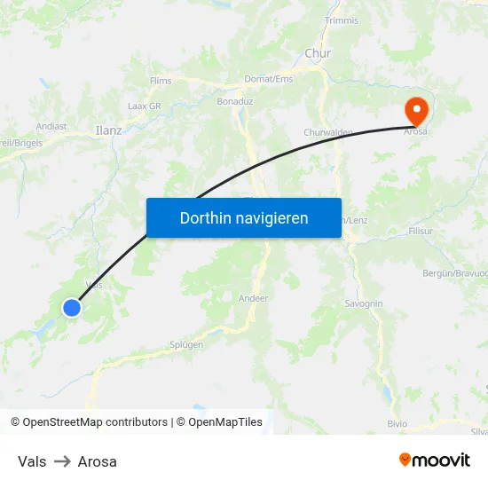 Vals to Arosa map