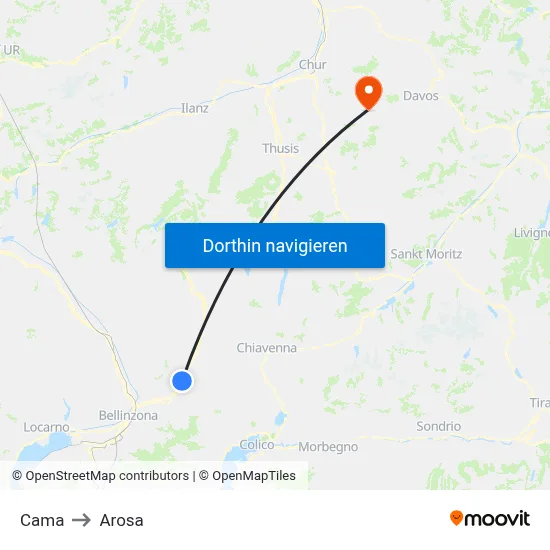Cama to Arosa map