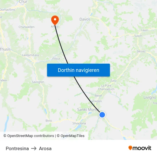 Pontresina to Arosa map