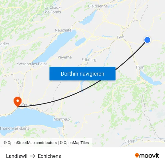 Landiswil to Echichens map