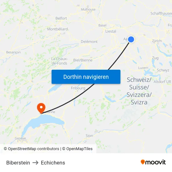 Biberstein to Echichens map