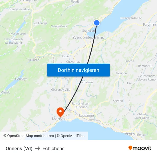 Onnens (Vd) to Echichens map