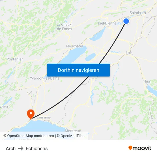 Arch to Echichens map