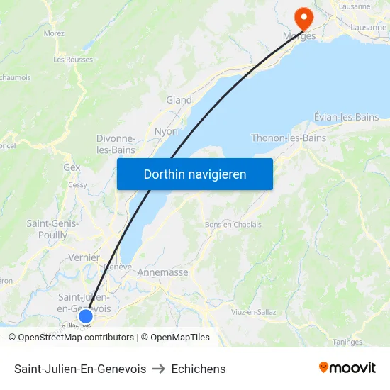 Saint-Julien-En-Genevois to Echichens map