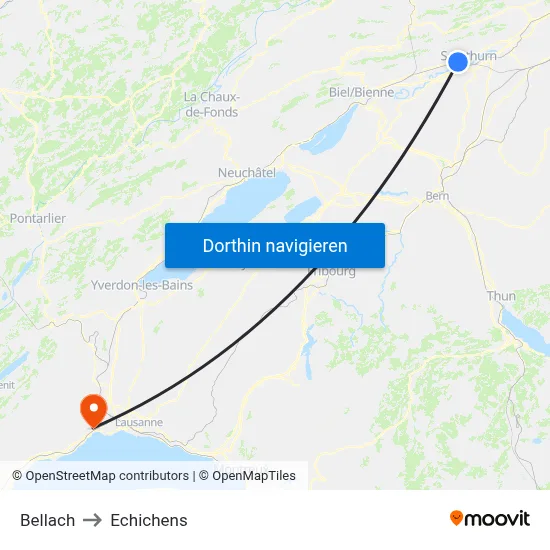Bellach to Echichens map