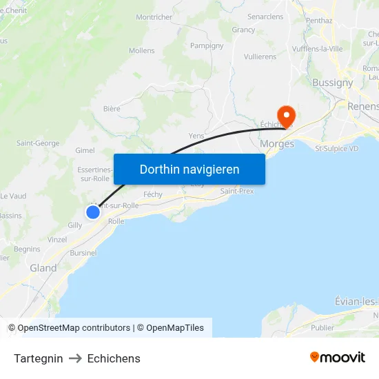 Tartegnin to Echichens map