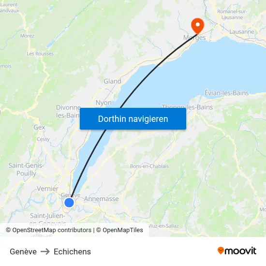Genève to Echichens map
