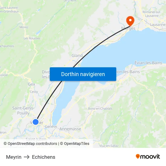 Meyrin to Echichens map