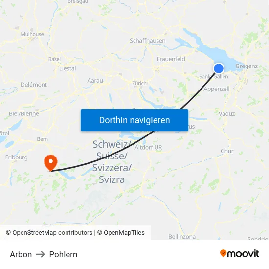 Arbon to Pohlern map