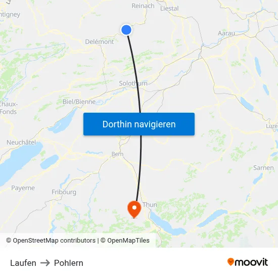 Laufen to Pohlern map
