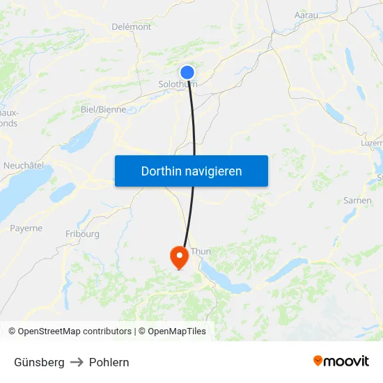 Günsberg to Pohlern map