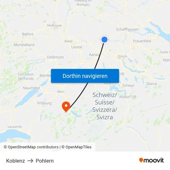 Koblenz to Pohlern map