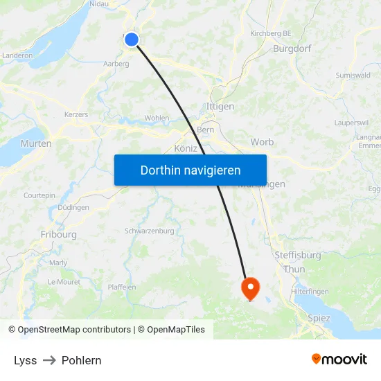 Lyss to Pohlern map