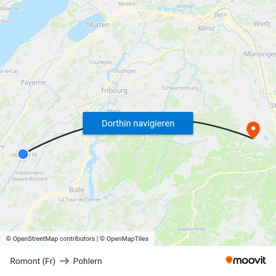 Romont (Fr) to Pohlern map