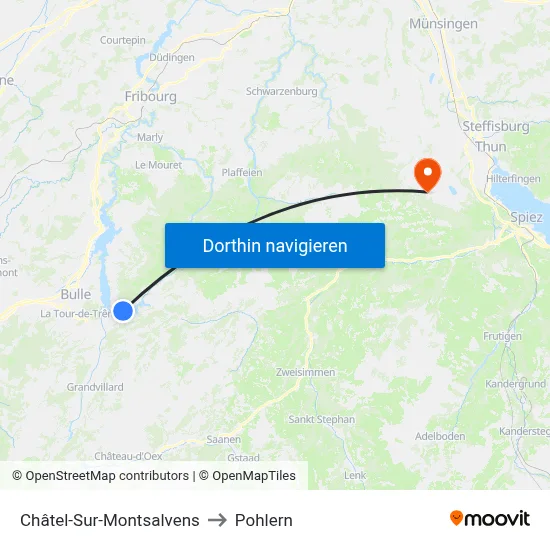 Châtel-Sur-Montsalvens to Pohlern map