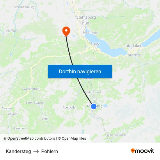 Kandersteg to Pohlern map