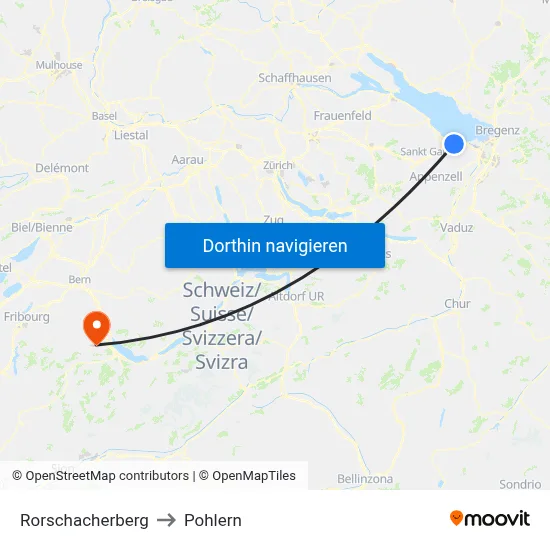 Rorschacherberg to Pohlern map