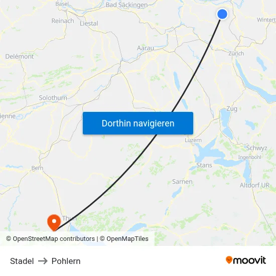Stadel to Pohlern map