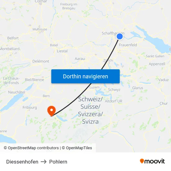 Diessenhofen to Pohlern map